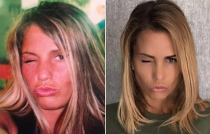 Then and now: Katie still pouts as much as she did when she was 18