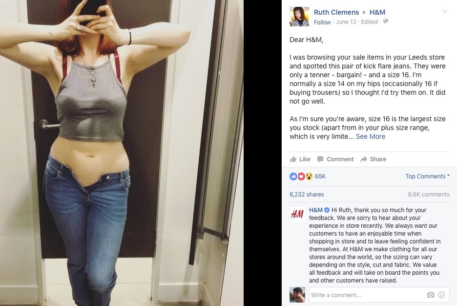 Woman slams H&M clothing sizes