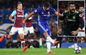 Chelsea's Diego Costa the first player to ten Premier League goals in 2016-17... after Jamie Vardy last year
