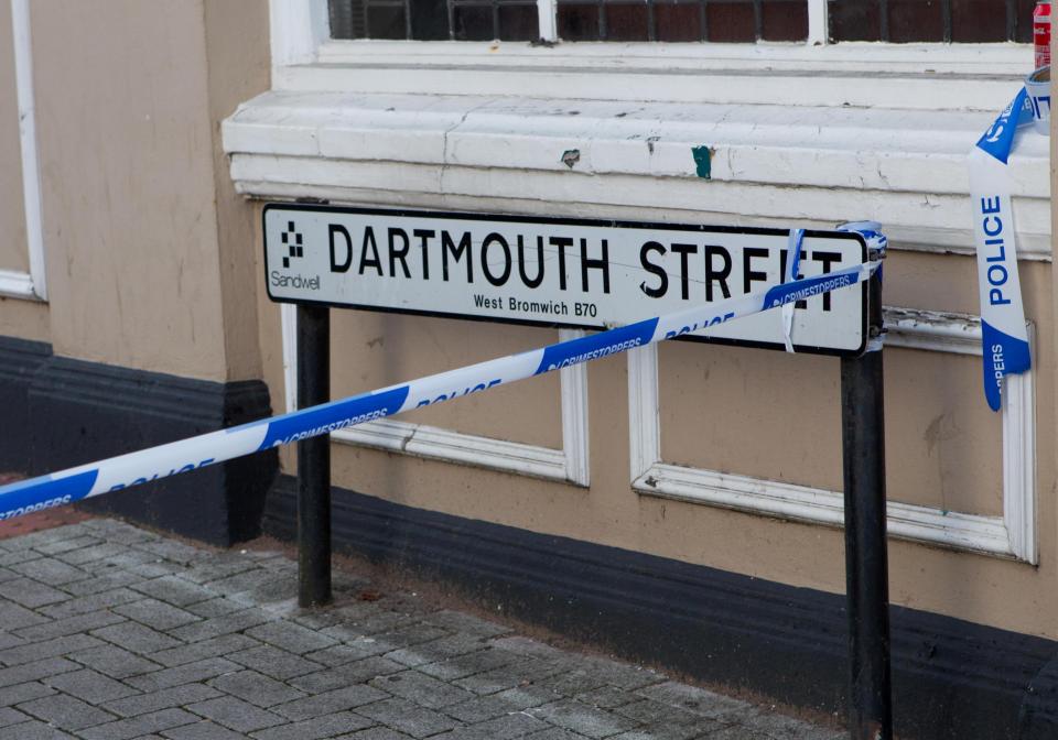 The victim, who was in his 30s, died at the scene in Dartmouth Street and police have opened a murder investigation