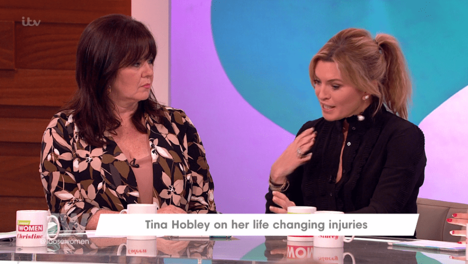  Tina opened up to Loose Women host Coleen Nolan about her injuries from The Jump