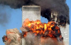 After he arrived in Afghanistan he wrote a declaration of war on the United States. Pictured, the 9/11 terror attack on the World Trade Centre