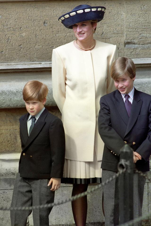  Diana with Prince William and Prince Harry in 1992 at Windsor Castle