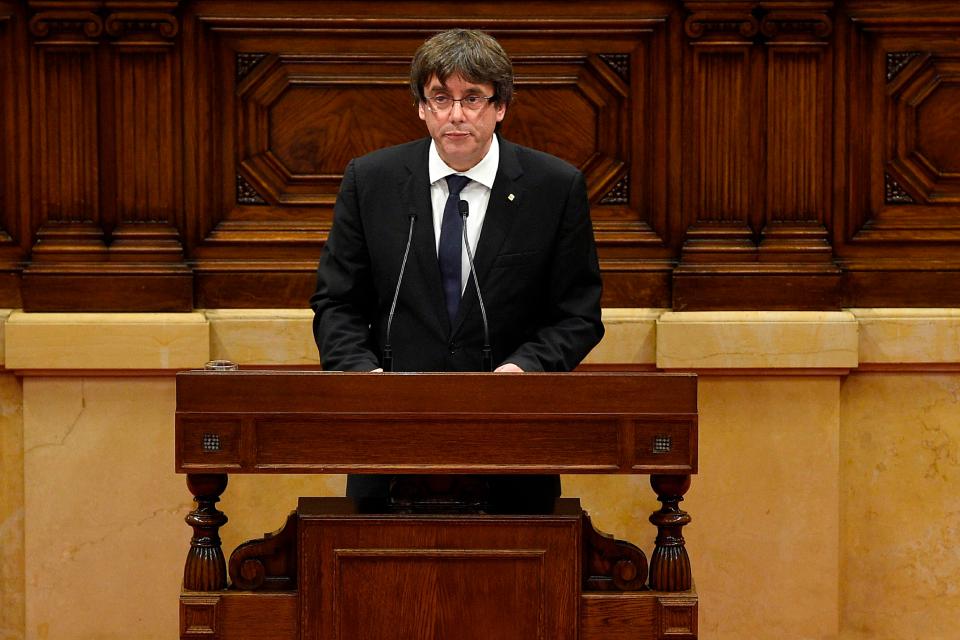 Catalan's leader Carles Puigdemont said he had a mandate to make the region a "democratic republic"