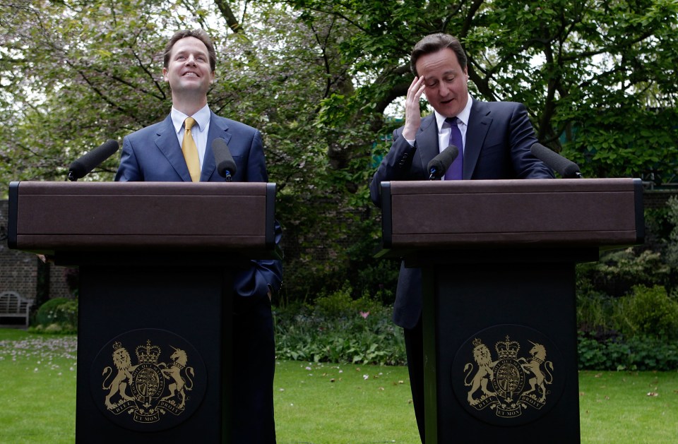  David Cameron and Nick Clegg announced an historic coalition between the Tories and Lib Dems in 2010