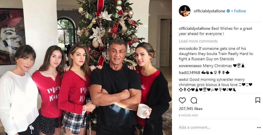  Sly later switched to lounge clothes for a chilled out day with his family