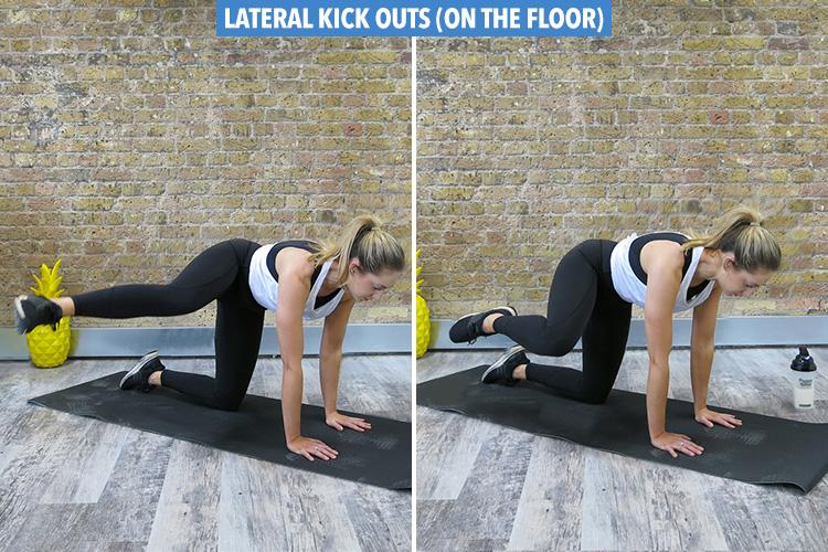  On all fours, bend your knee out to the side, and then bring it in towards your chest