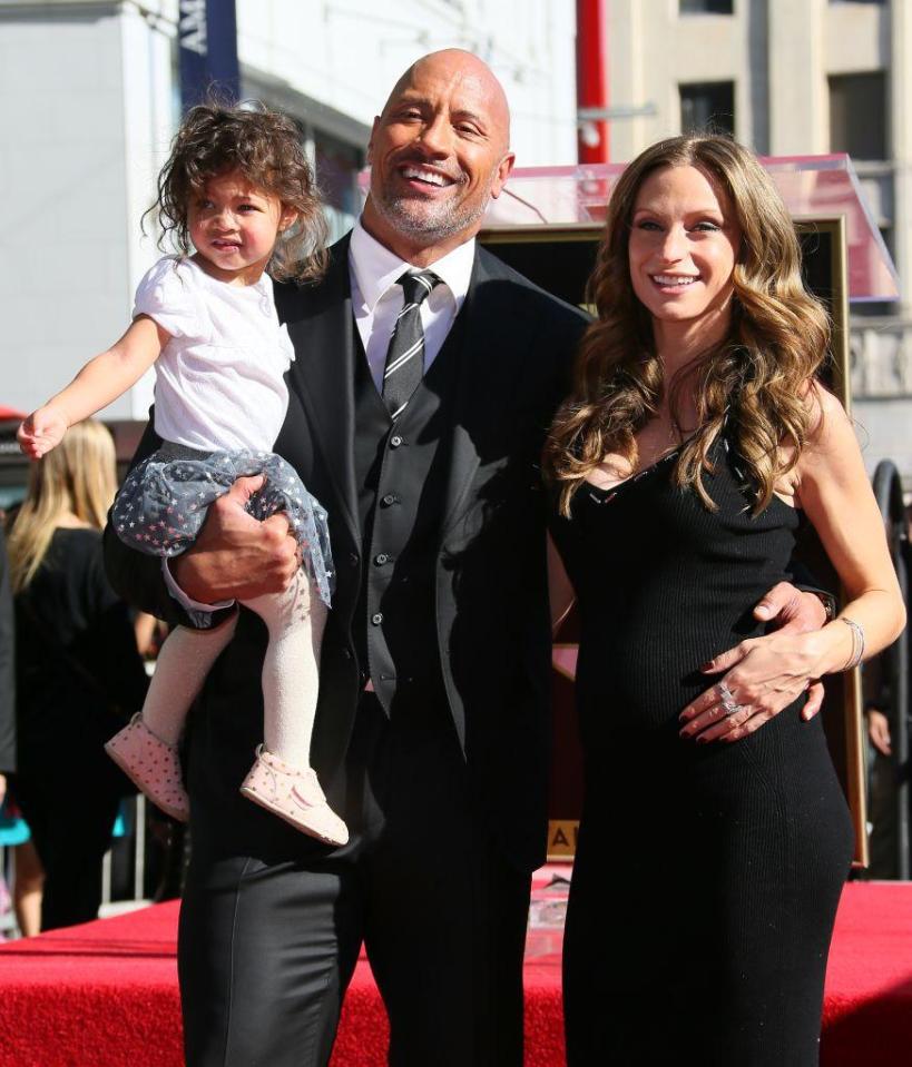 Dwayne pictured with his daughter Jasmine and girlfriend Lauren in December
