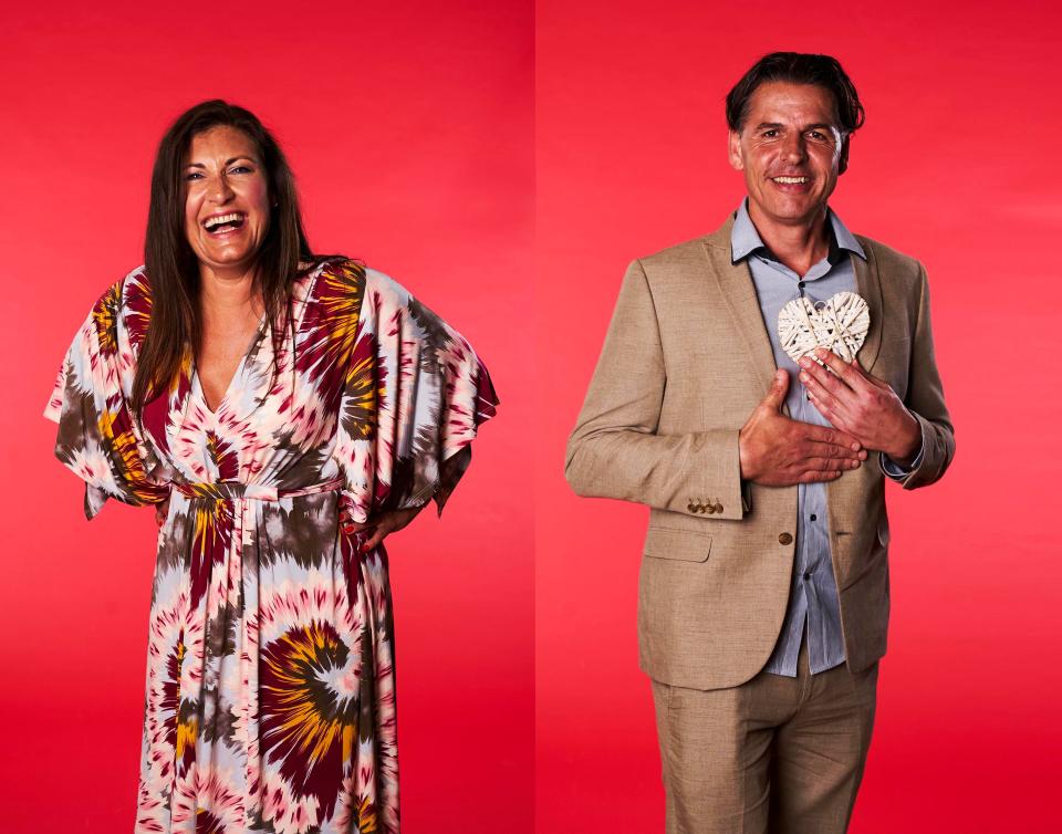 First Dates: Former husband and wife Stuart and Mandy (left) arrive together to lend each other moral support on their respective dates