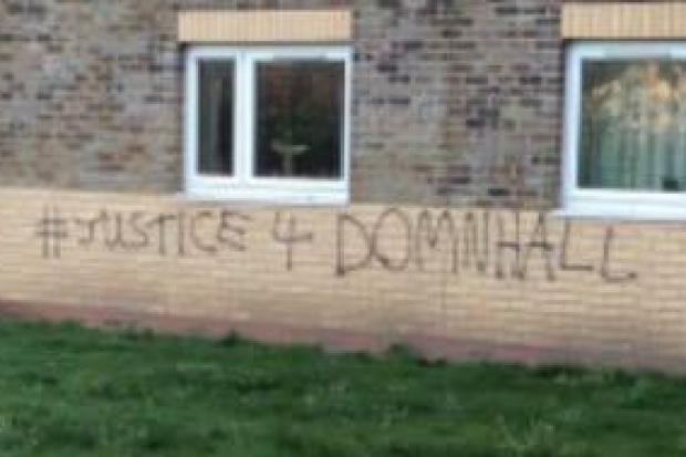 The graffiti, which reads 'Justice 4 Domhnall'