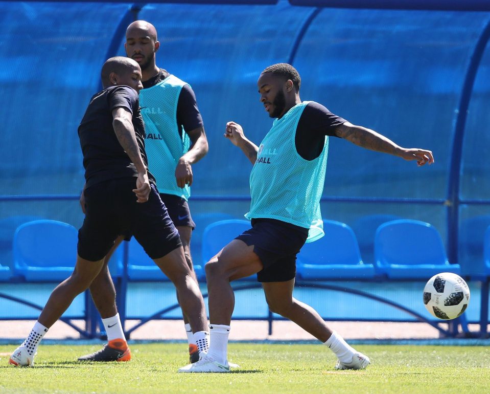 England's players are in training ahead of making their World Cup bow against Tunisia on Monday night