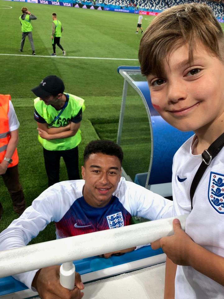  Alfie poses for a picture along with one his favourite players, Manchester United's Jesse Lingard