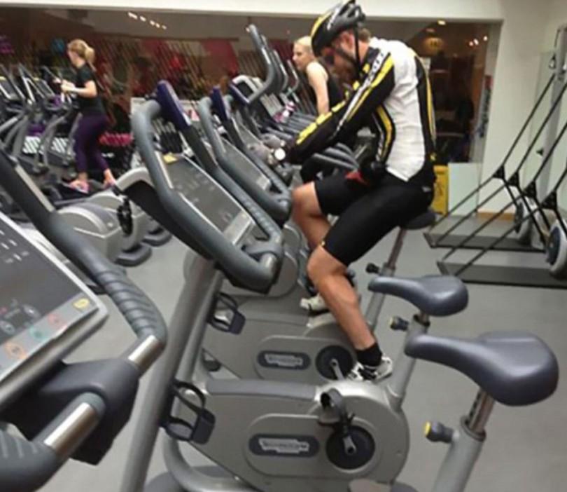  They say you should 'dress for the job you want' - and this Lycra-clad cyclist certainly has
