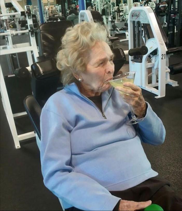  Cocktail hour? Gym or not, it is for this woman