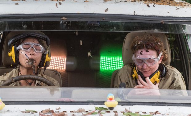 Vanessa White and Jennie McAlpine did the Car Cruel Caraoke task
