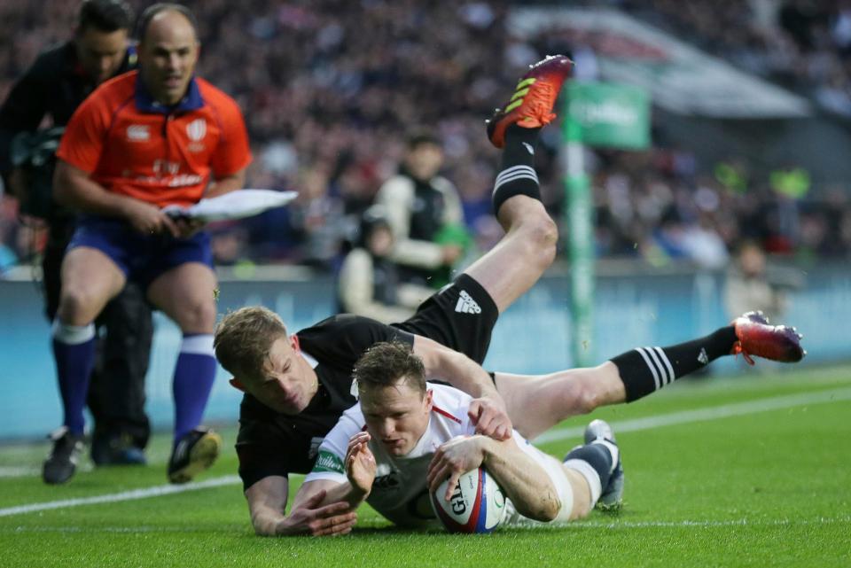  Winger Chris Ashton dives over to give England a dream start