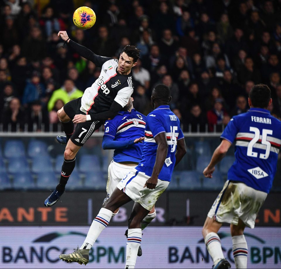 Cristiano Ronaldo defied gravity by leaping 8ft 5ins off the ground to head home against Sampdoria