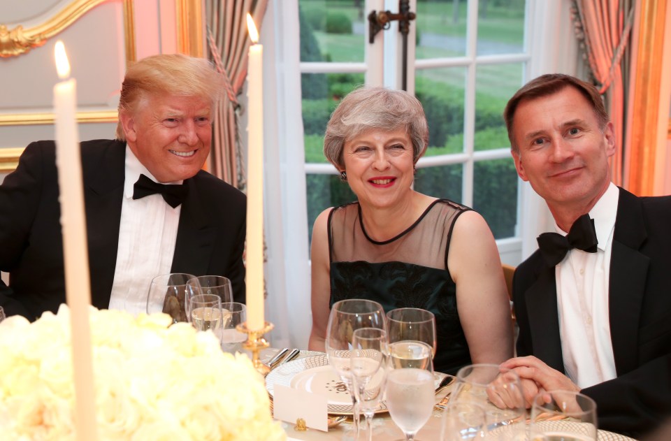  Jeremy Hunt at dinner with Donald Trump and Theresa May on Tuesday evening