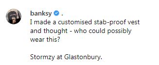 Banksy left this caption when he shared the photo