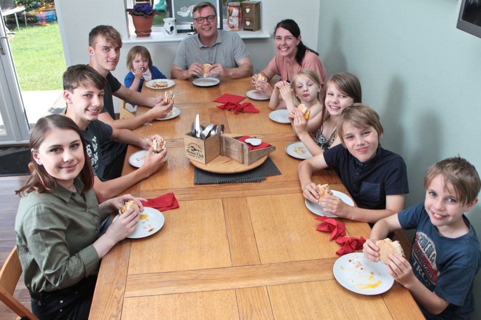  The family is made up of Caroline, husband John and their eight children