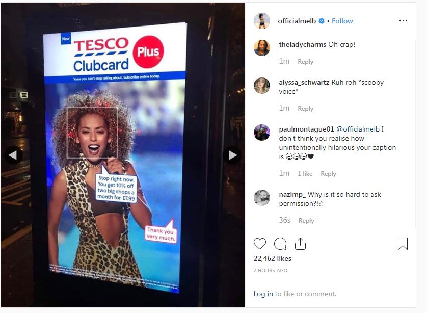  Mel shared this picture to her Instagram yesterday - demanding the Tesco CEO to get in touch