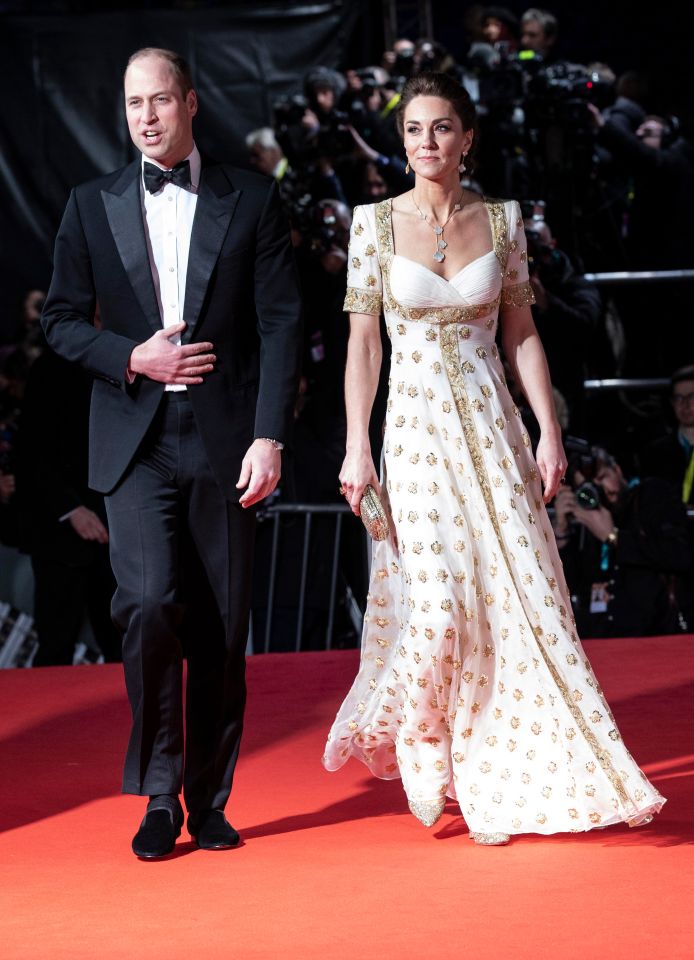 Kate, wearing an Alexander McQueen gown, attended the Baftas with husband Prince William