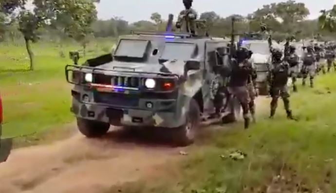 The masked men are heard shouting they are 'people of Mencho’