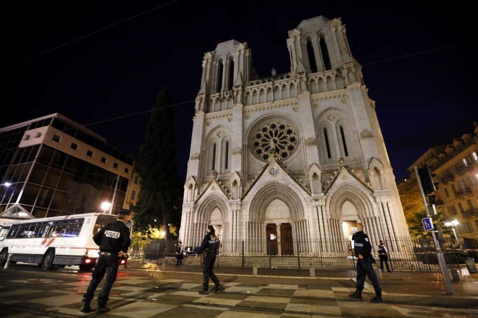Police remained on patrol outside the Notre Dame church in Nice