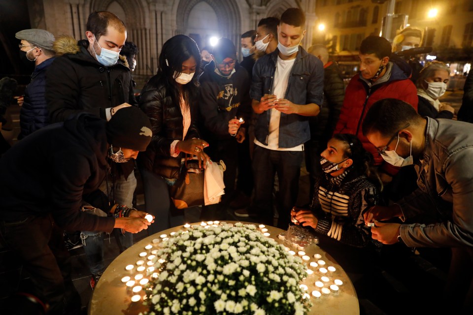 Mourners gathered at the Notre Dame basilica to remember the three church-goers murdered in Thursday's barbaric attack