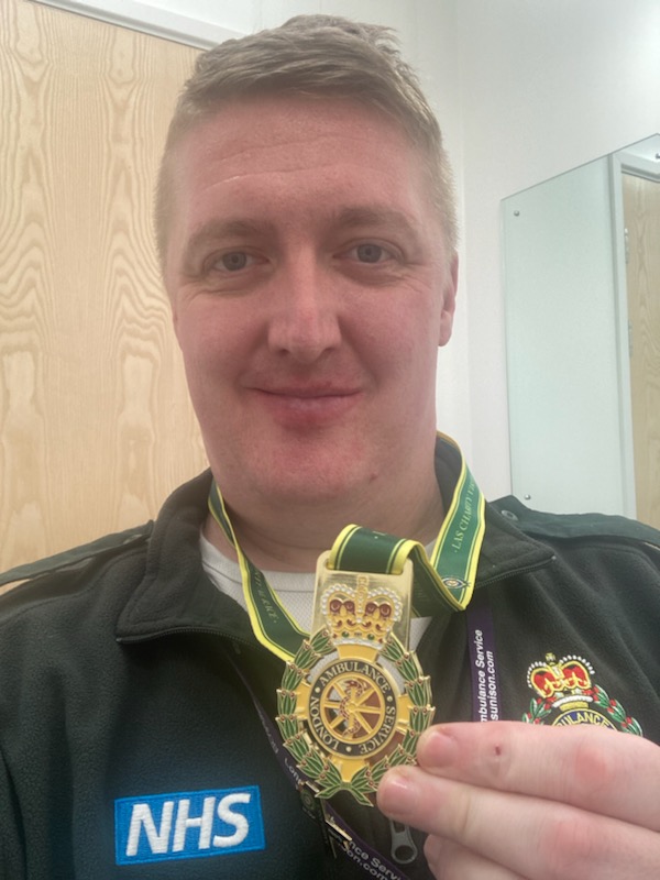 Sean has been awarded a service medal by London Ambulance Service for his selfless efforts in raising funds for the NHS