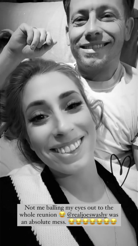 Friends fans Stacey Solomon and Joe Swash said they were 'balling' last night as they watched the reunion.