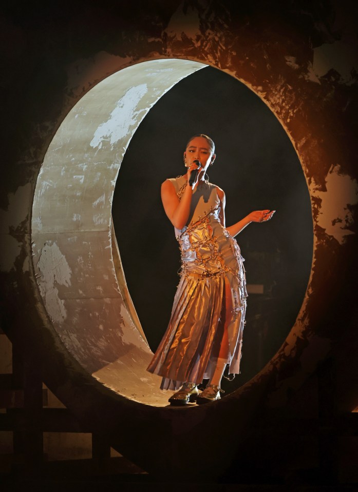 Young talent was also celebrated on the night, with Breakthrough Brit award winner Griff, 20, giving a rousing performance of her hit Black Hole