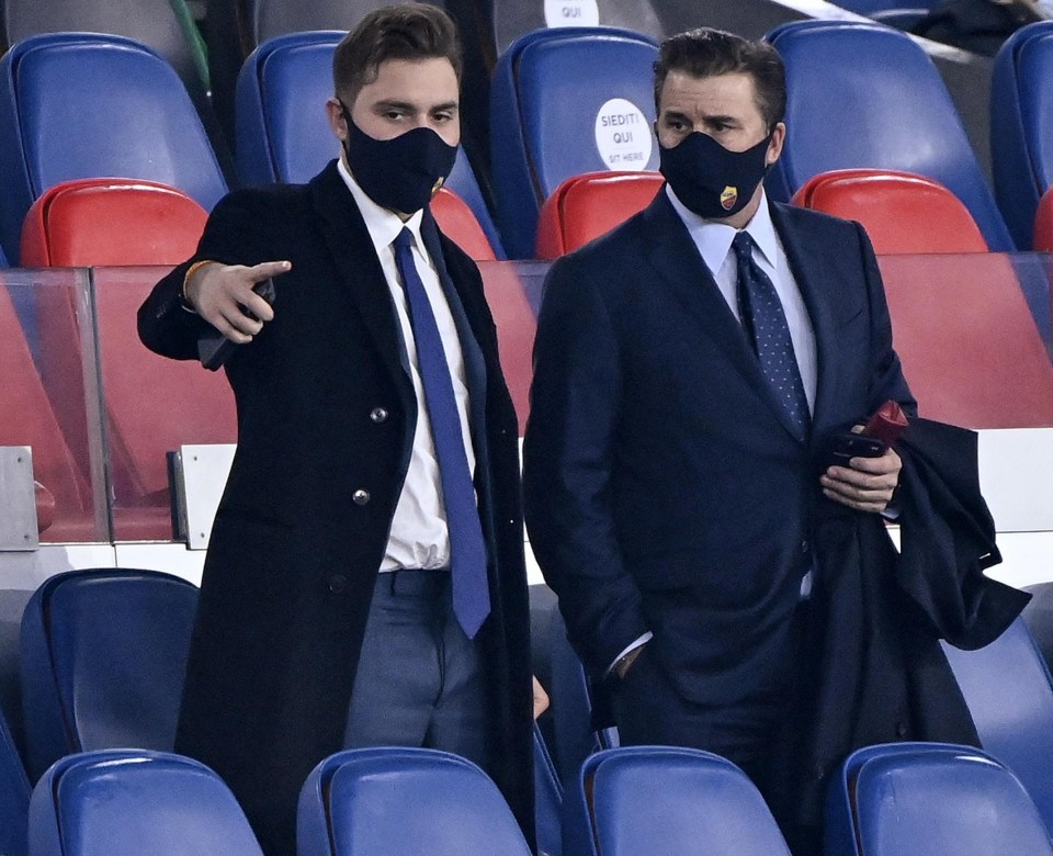 Dan Friedkin and his son Ryan at a soccer match.