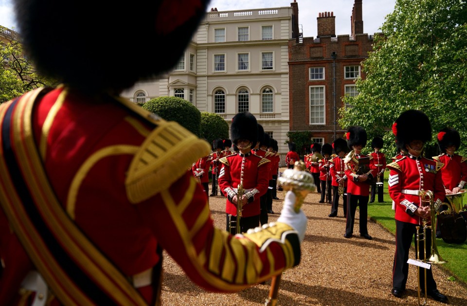 The Coldstream Guards played a rendition of Sweet Caroline ahead of England's Euros semi-final against Denmark