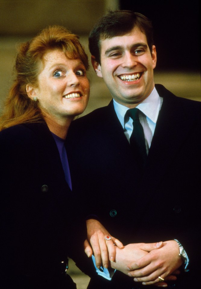 Sarah on her engagement to Prince Andrew in 1986