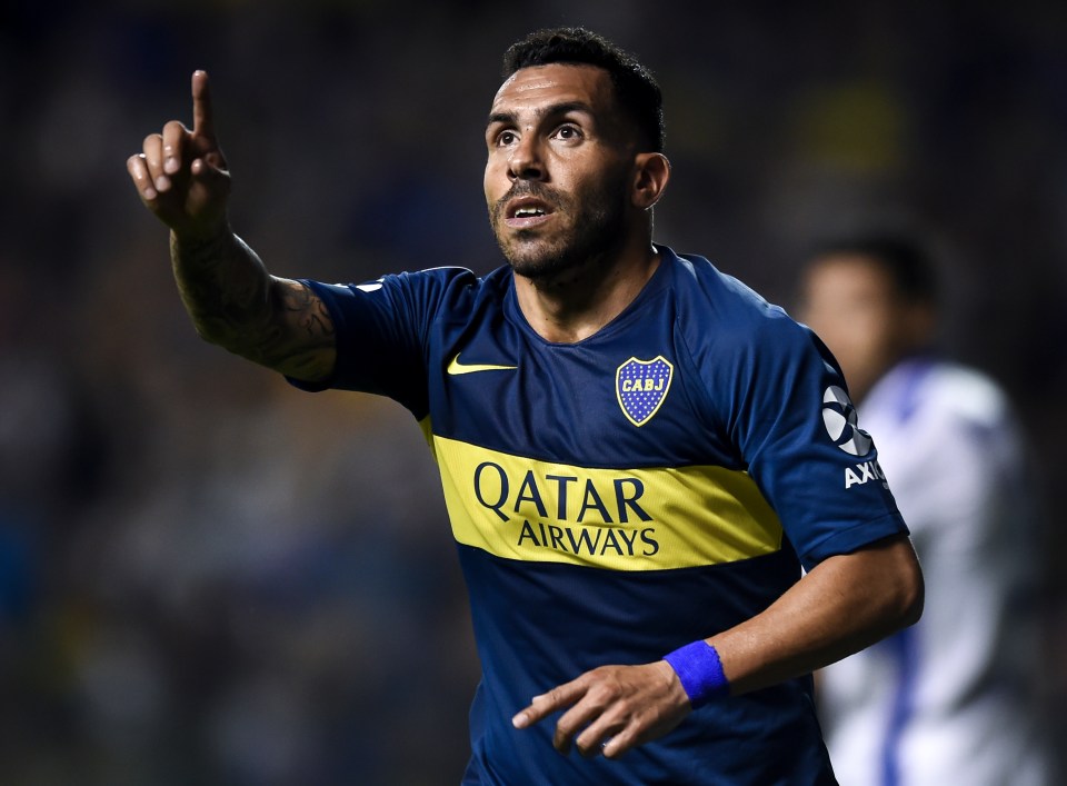 Tevez in action for Argentinian side Boca Juniors, the most recent of his seven clubs to date