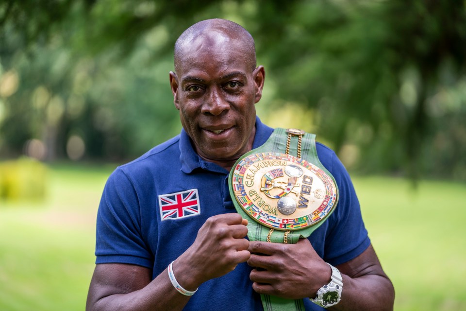 British boxing legend Frank Bruno with his WBC title