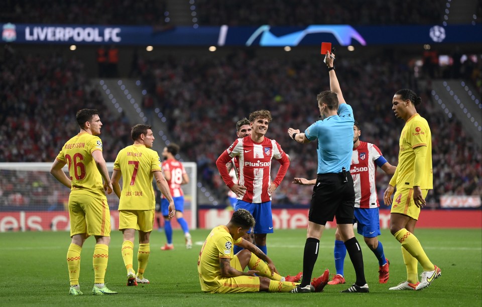 Griezmann could not believe he had been sent off for the tackle