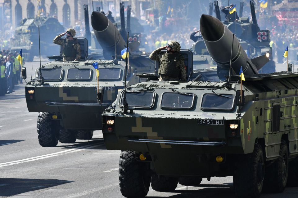 The Soviet-era Tochka missiles, seen here at a parade in Kiev, are Ukraine's main ground attack weapon