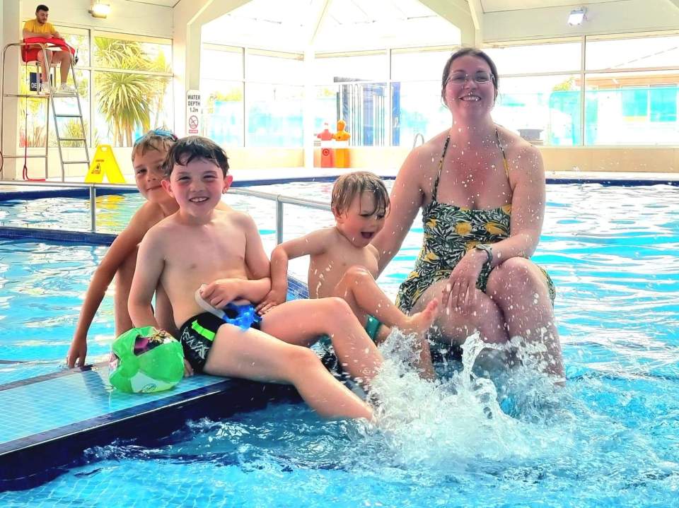 Catherine Lofthouse used to work as a lifeguard and has vowed never to put armbands on her own children, pictured