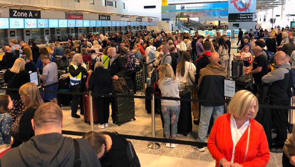 Manchester Airport also saw long lines this morning