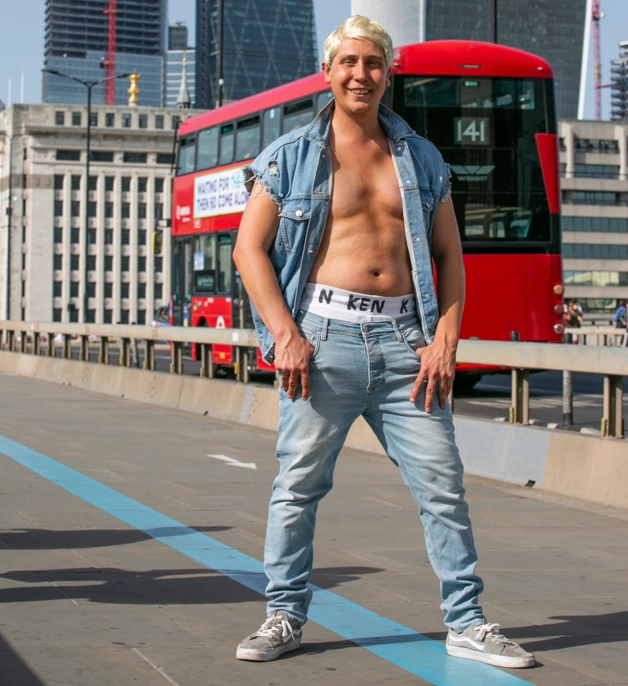 Sun man Josh Saunders hit the streets of London dressed as Ken to gauge reaction