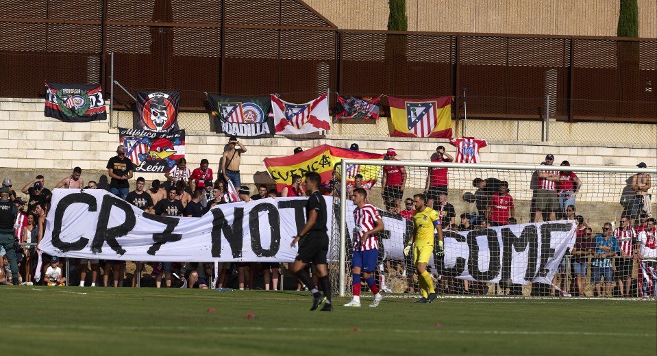 Atletico fans made their feelings clear with a banner that said 'CR7 NOT WELCOME'