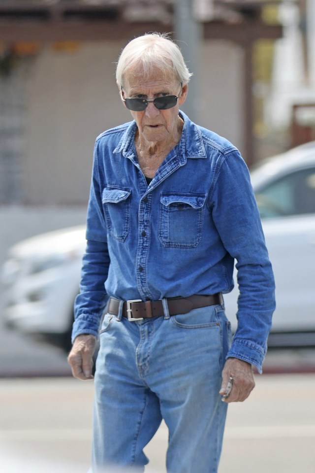 Paul Hogan, wearing a denim shirt and jeans, is seen outdoors.