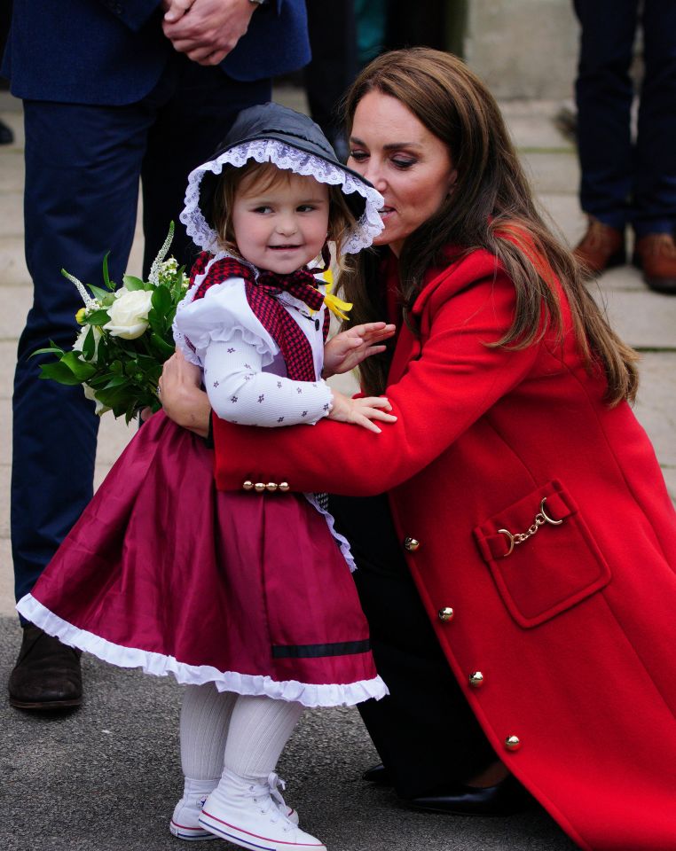 The Princess of Wales received a posy of flowers from little Charlotte Bunting