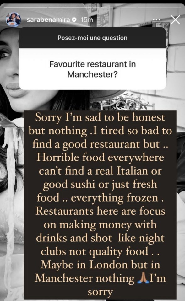 Sara's Instagram post, which food experts labelled 'preposterous'