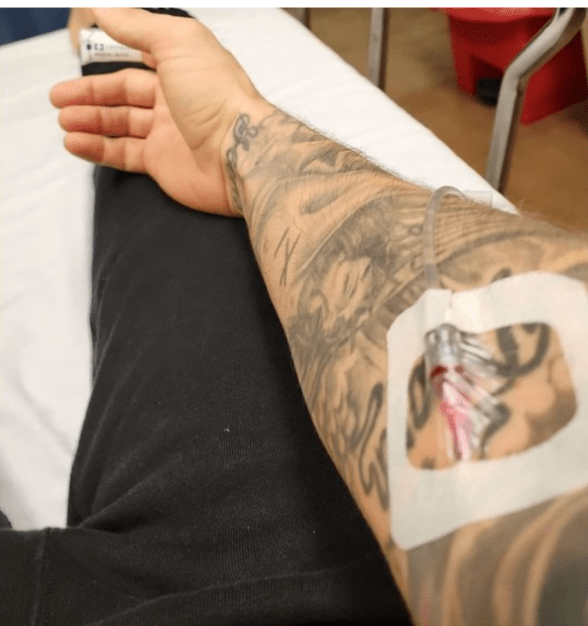 Poirier posted a photo of himself on a drip to his Instagram story