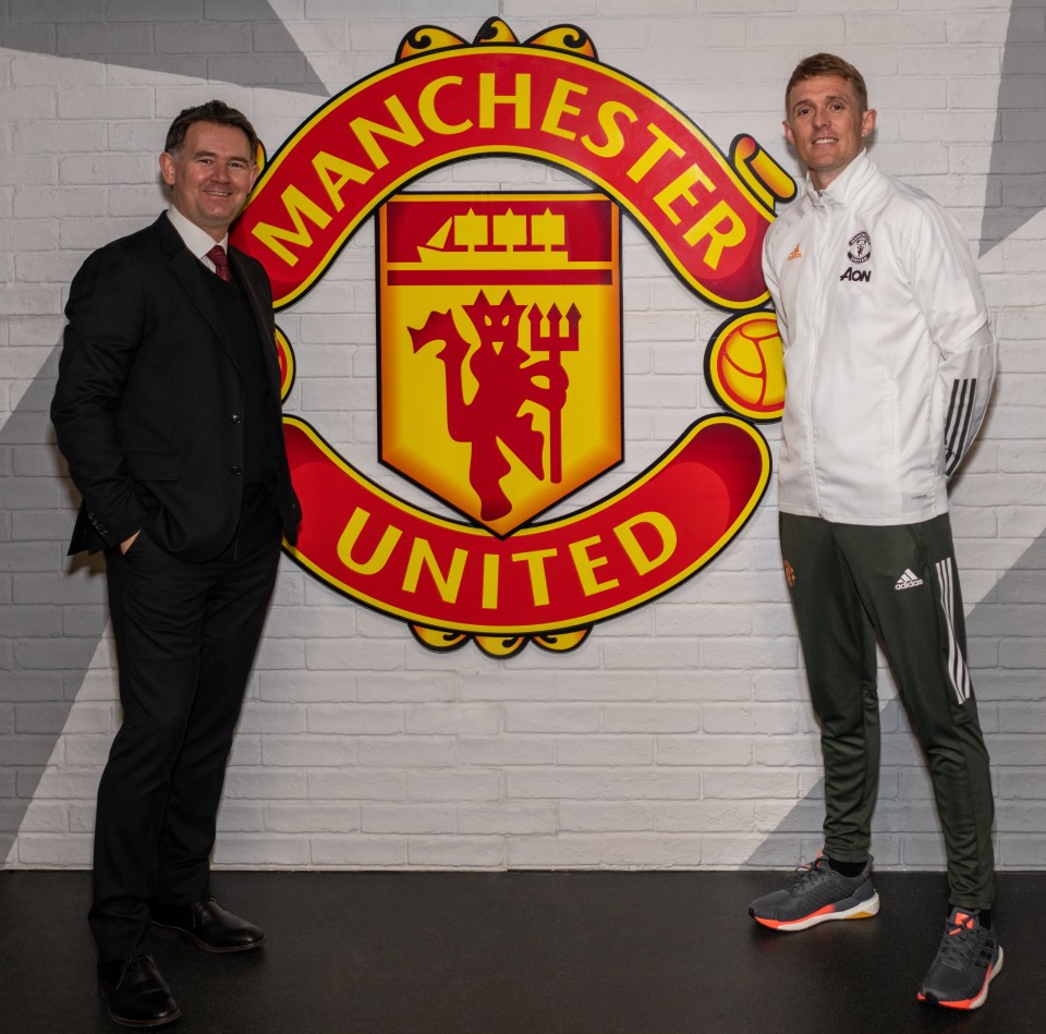Old Trafford directors John Murtough, left, and Darren Fletcher met with bruno Fernandes to persuade him the club matched his ambition