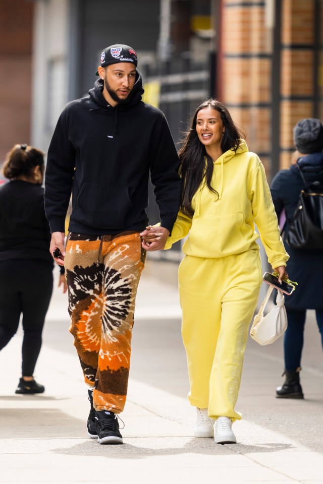 Ben Simmons and Maya Jama walking hand-in-hand in New York City.