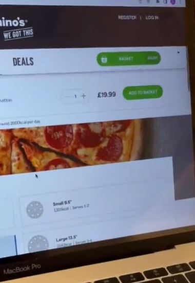 He showed how much he was being charged for a medium Domino's which was around £20